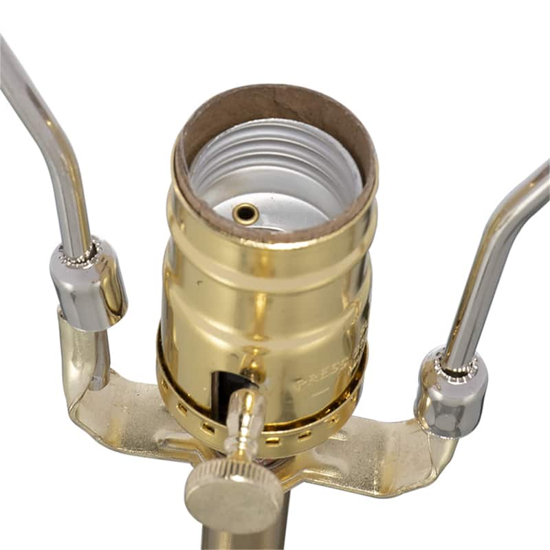 D14x26.3" White and Gold Three Tiered Round Table Lamp with Drum Shade