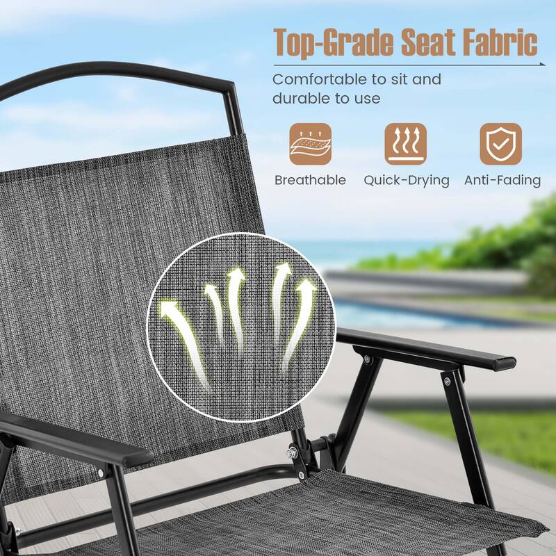 Costway Patio Folding Dining Chairs Set of 4 with Cozy Seat Fabric & - See Details