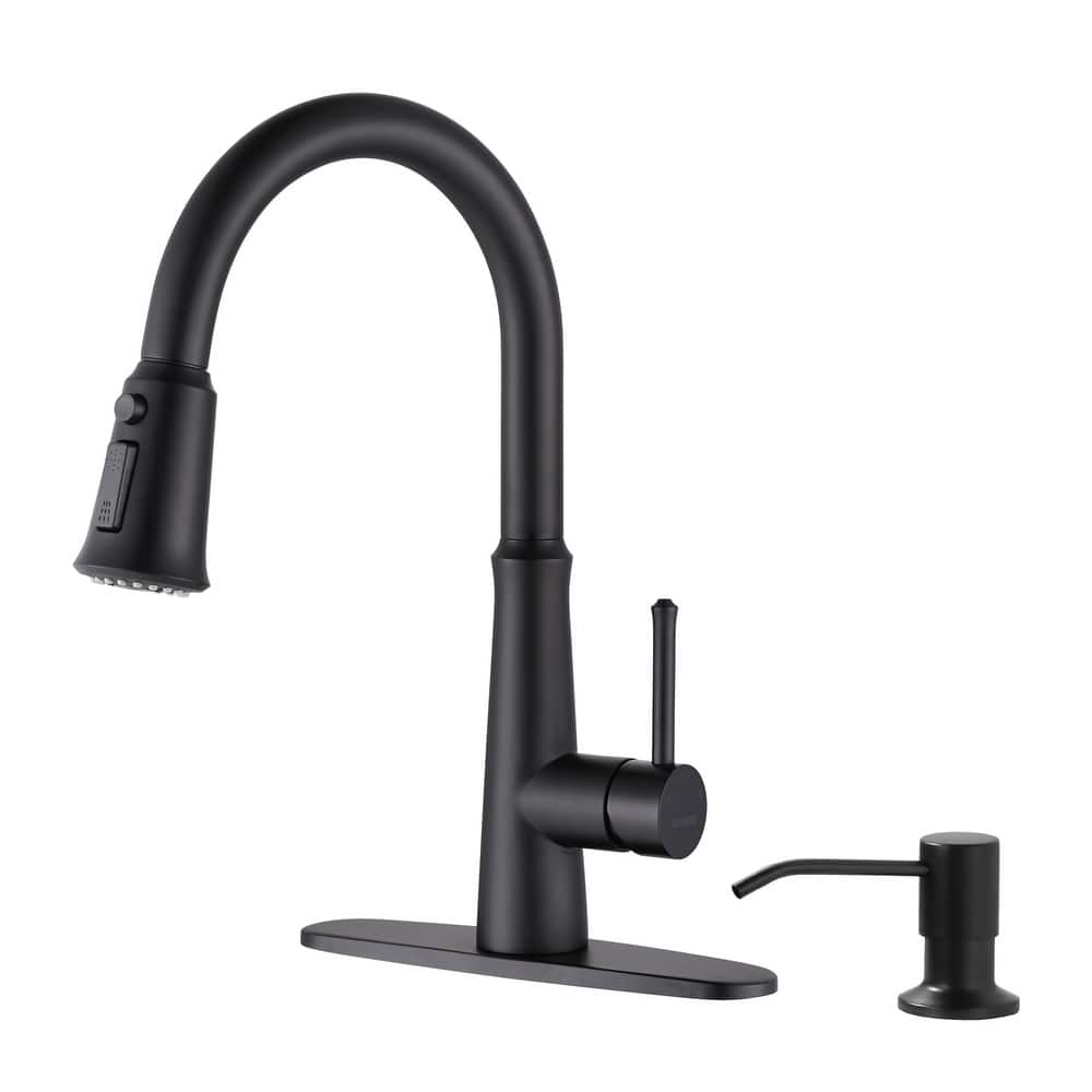WOWOW Pull Down Sprayer Kitchen Faucet with Soap Dispenser