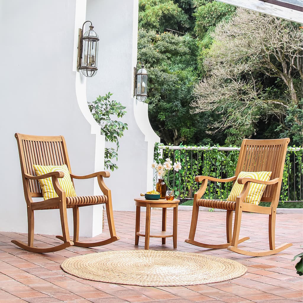 Cambridge Casual Chara 3-piece Teak Outdoor Rocking Chair Chat Set