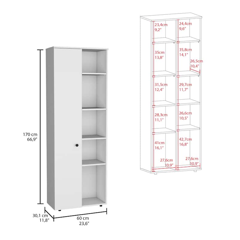 Kitchen Pantry Storage Cabinet With and Five Interior and Exterior Shelves