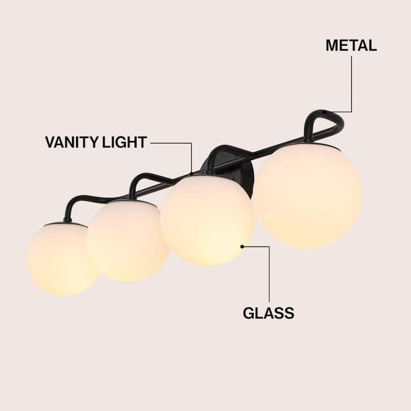 Globe Metal/Frosted Glass Modern LED Vanity, by JONATHAN Y