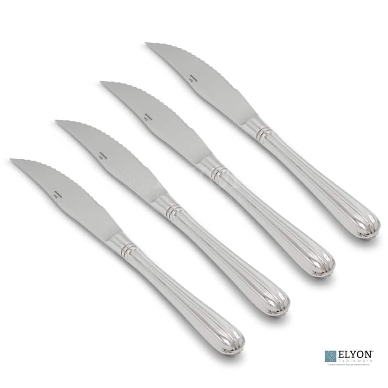 Elyon Royal Column Steak Knives 4 Piece Set Forged Stainless Steel Cutlery Service for 4 - Silver - Silver - 4 Piece
