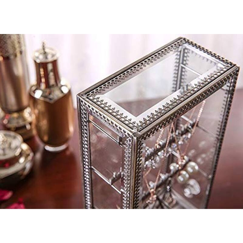 Brozne Dustproof Earring Holder Organizer for Ring & Accessory Display - silver