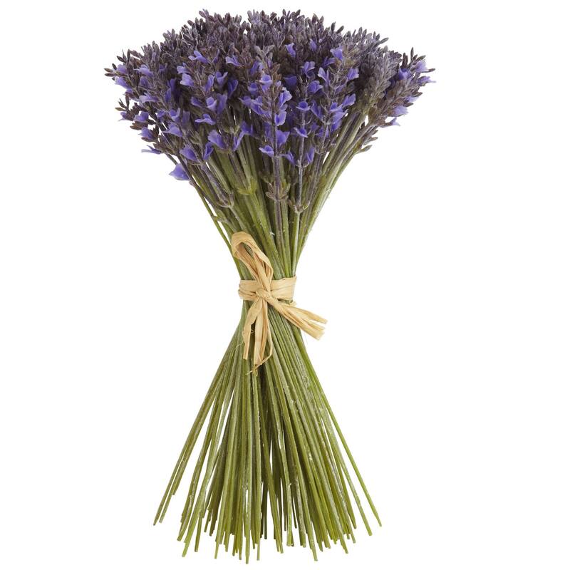 Artificial Flowers Set of 3 - 19 Inch Retro Style Faux Floral Stems for Home Decor - Purple - 9