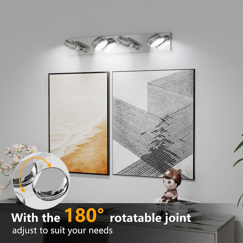 LED Vanity Lights 28in Bathroom Lights Fixtures over Mirror 4 Light LED Lighting Fixture for Bathroom, 18W Mirror Lighting