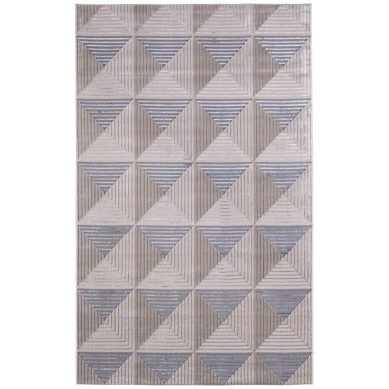 Grand Bazaar Orin Machine Made Geometric Modern Area Rug - 8' x 11' - Ivory/Gray/Ivory