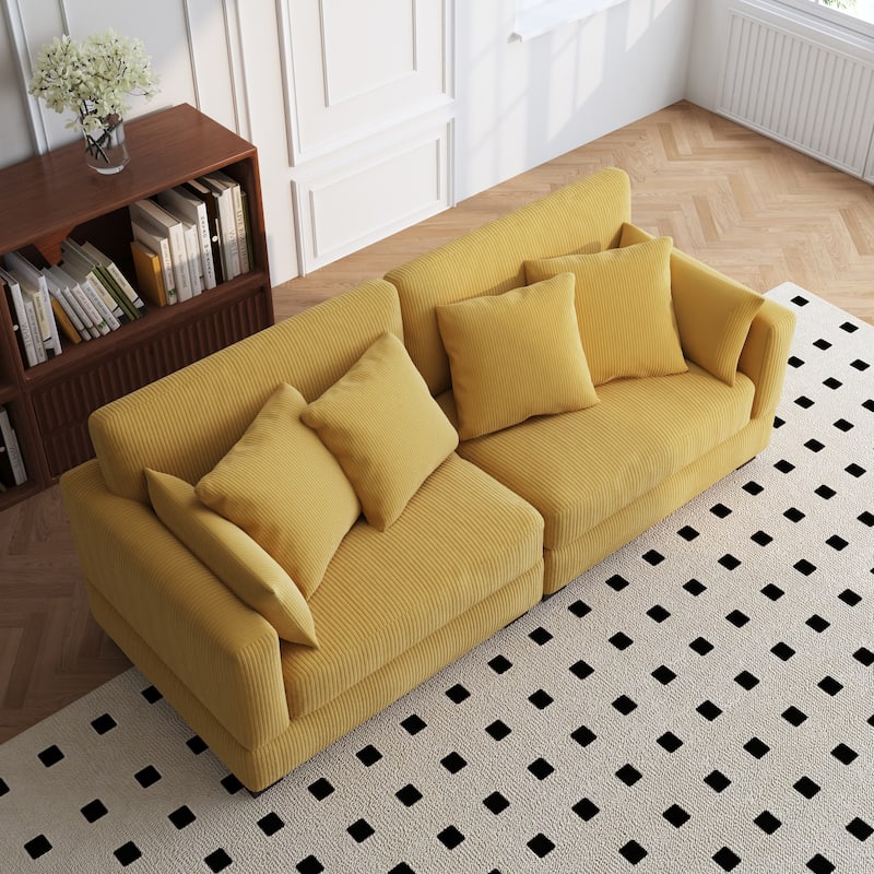 84.5″W Modern Corduroy Couch Modular Sofa