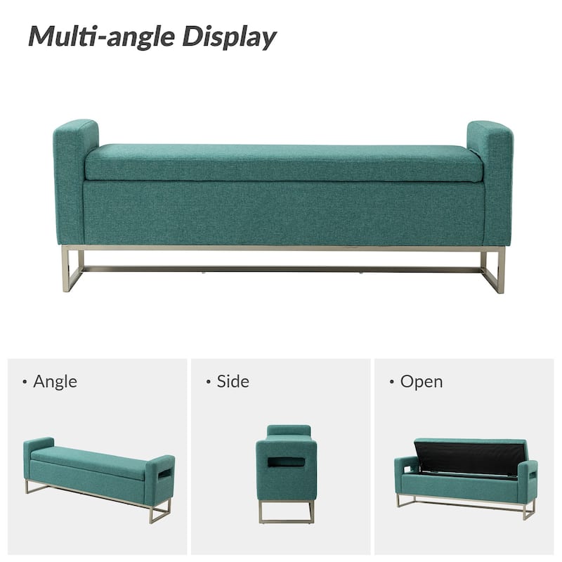 Diana Modern Upholstered Filp-Top Storage Bench with Sturdy Metal Legs