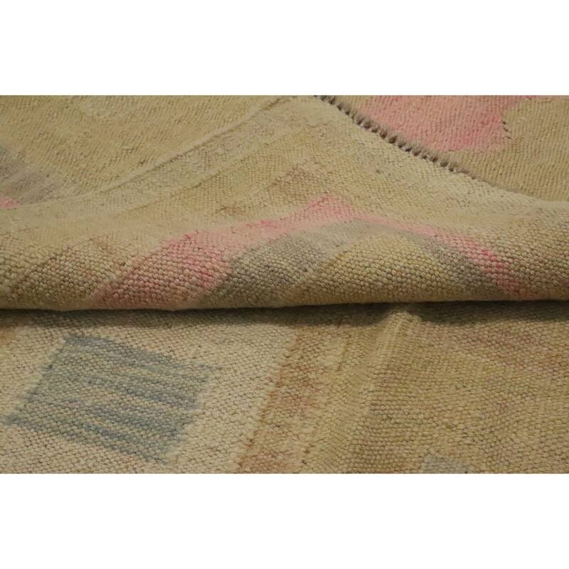 Hand Woven Oriental 100% Wool Carpet Southwestern Modern Yellow & Gold Kilim Area Rug - 5' 9'' X 4' 2''