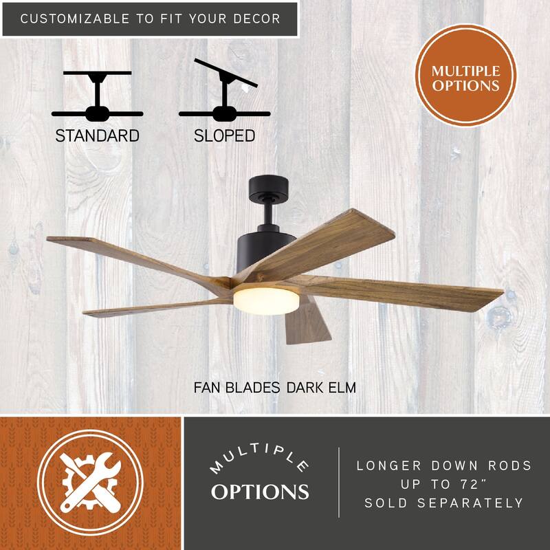 Wedgewood Black Indoor-Outdoor 60-in. DC Ceiling Fan LED Included Light Kit and Remote - 60-in W x 16.75-in H x 60-in D