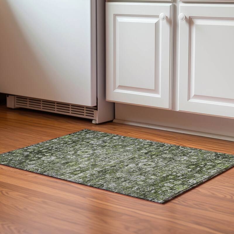 Premium Washable Super Soft Vintage Traditional Mayfield Rug - Green - 1' 8" x 2' 6" - Rectangle