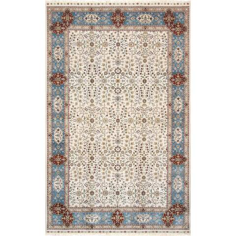 Pasargad Home Hereke Collection Hand-Knotted Pure Silk Area Rug- 5' 1" X 8' 3" - 5' 1" X 8' 3"