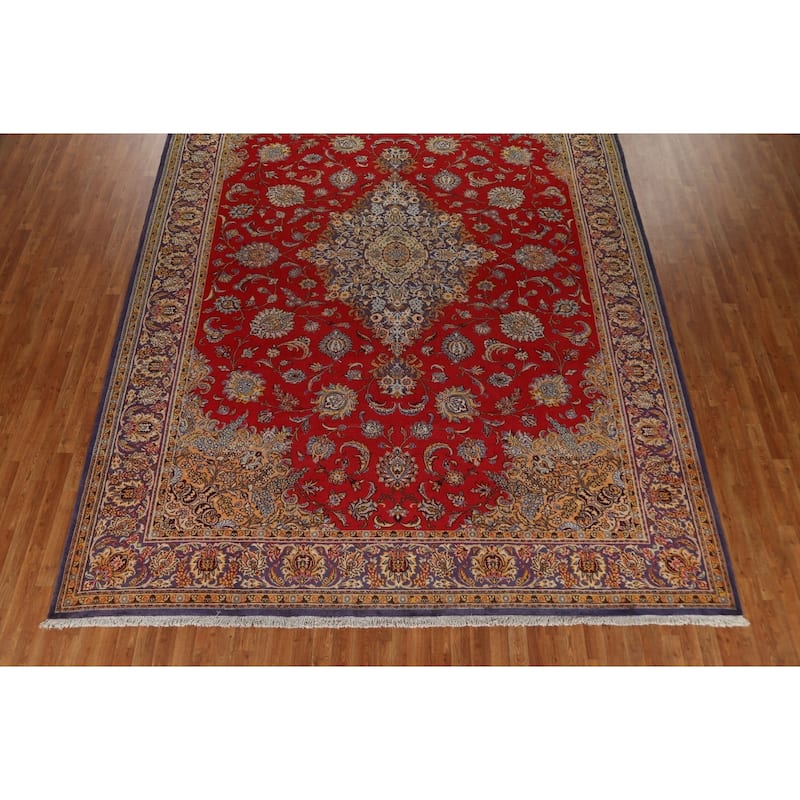 Traditional Floral Shahreza Persian Area Rug Hand-knotted Wool Carpet - 10'4" x 13'10"