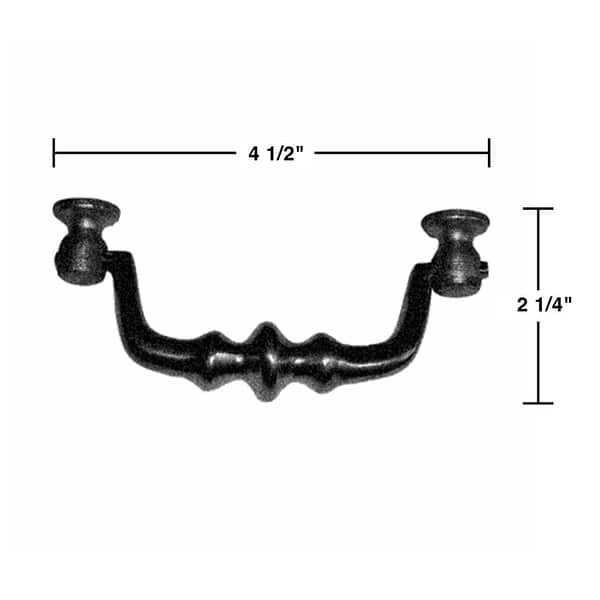 Black Wrought iron Drawer Bail Pull 4.5 L Drop Style Swing