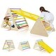 preview thumbnail 1 of 7, Multicolor 3 Piece Wooden Pikler Triangle Set with Adjustable Ramp and Balance Board, 2 Climbing Triangles Multi-color