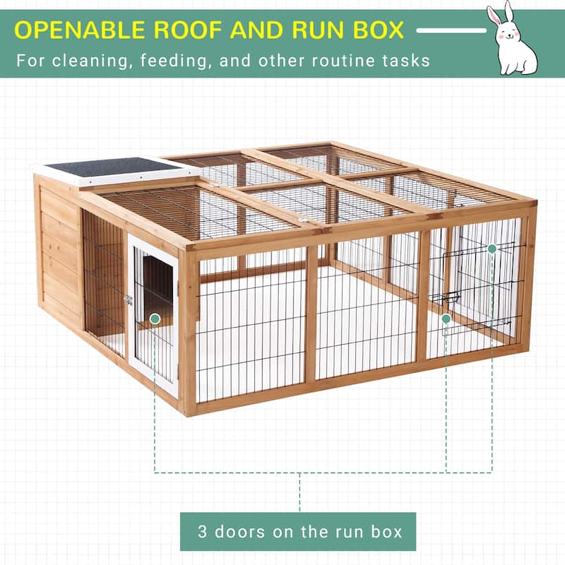Outdoor Small Animal Cage with Playpen and Easy Access Doors - 48.5" L x 47.25" W x 20.5" H