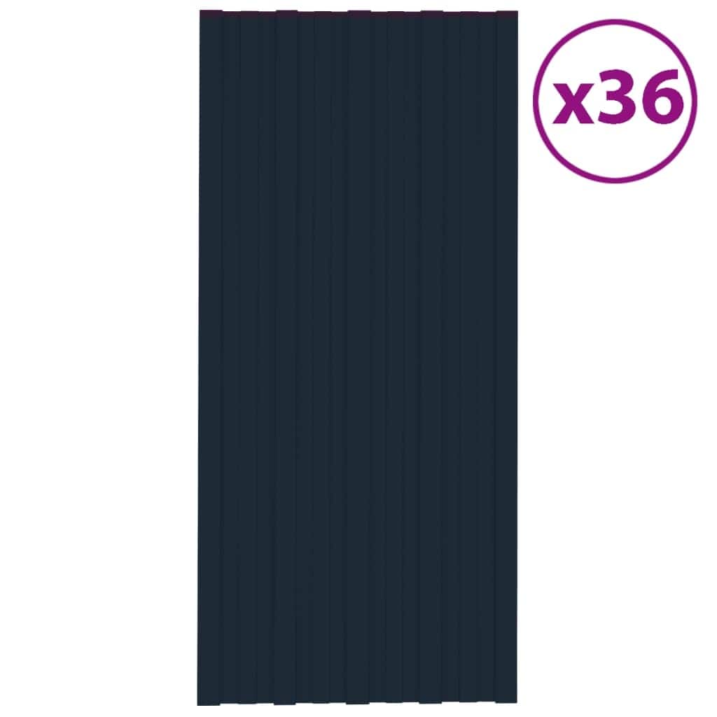 vidaXL Roof Panels 36 pcs Galvanized Steel Anthracite 39.4"x17.7"