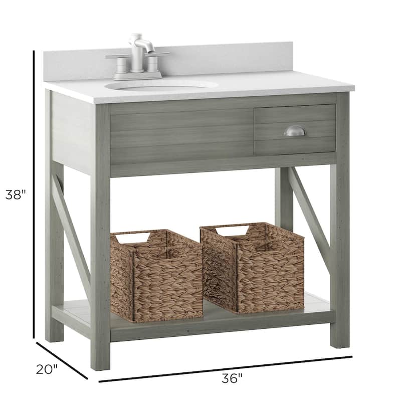 36" Open Bathroom Vanity with Baskets