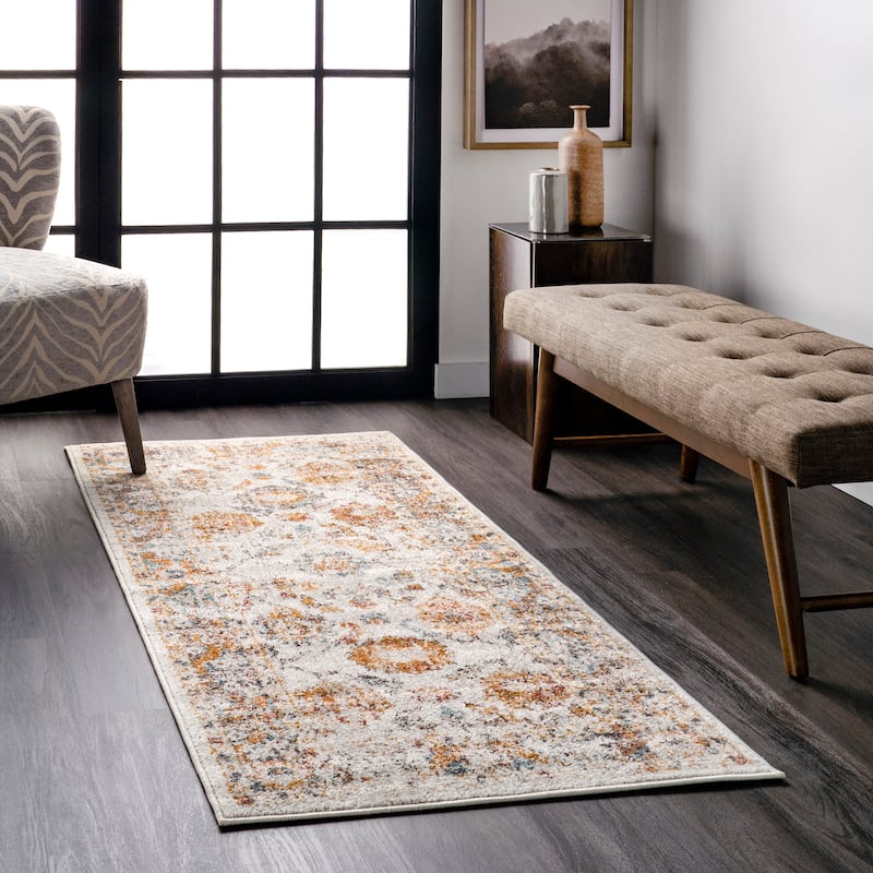 Nuloom Transitional Vintage Sasha Floral Ombre Border Area Rug - 2'6" x 6' Runner - Beige