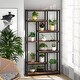 preview thumbnail 1 of 9, Industrial 78.7" Tall Bookcase, 10-shelf Open Display Bookshelf Storage Organizer - 39.37”(L) x 11.8”(D) x 78.74”(H) Rustic Brown