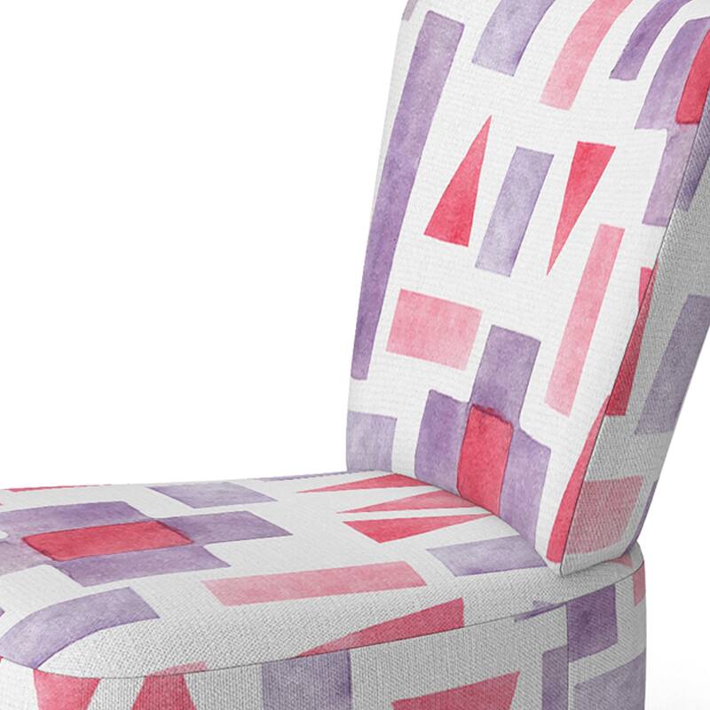 Designart "Pink and Purple Geometric " Upholstered Patterned Accent Chair and Arm Chair
