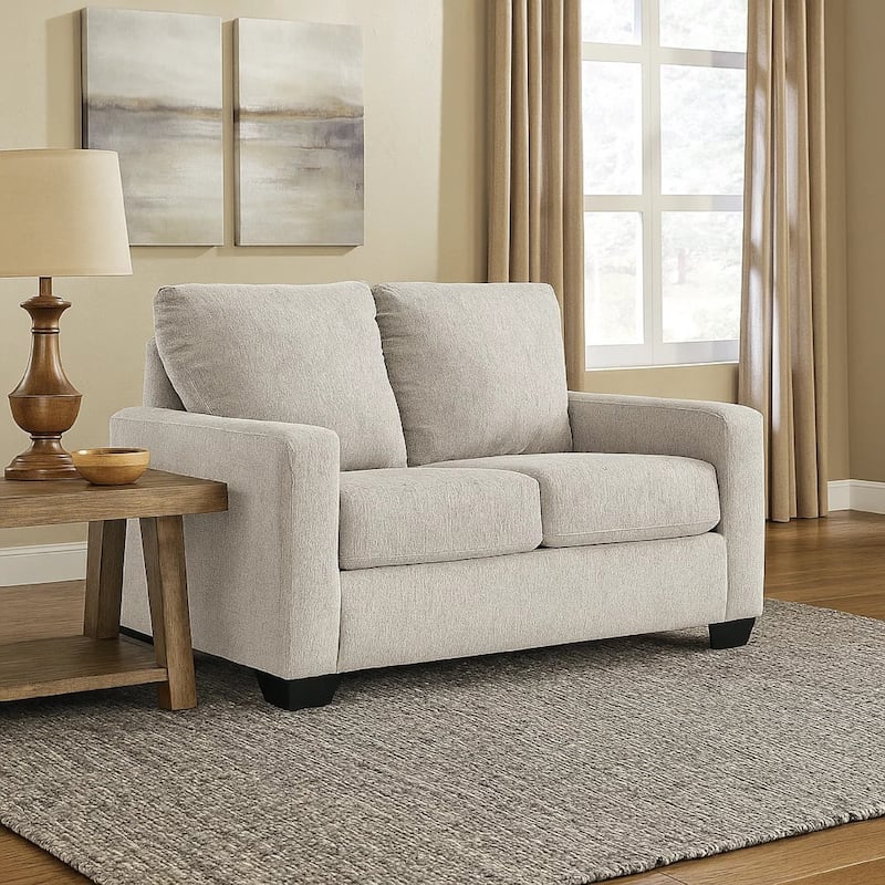 Anise Sofa Sleeper with Twin Size Pull Out Bed, Snow White Polyester