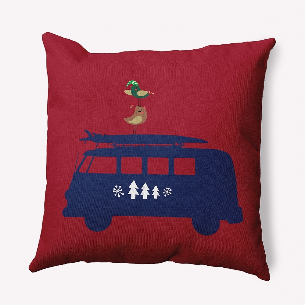 Christmas Surf Bird Beachy Christmas Accent Pillow