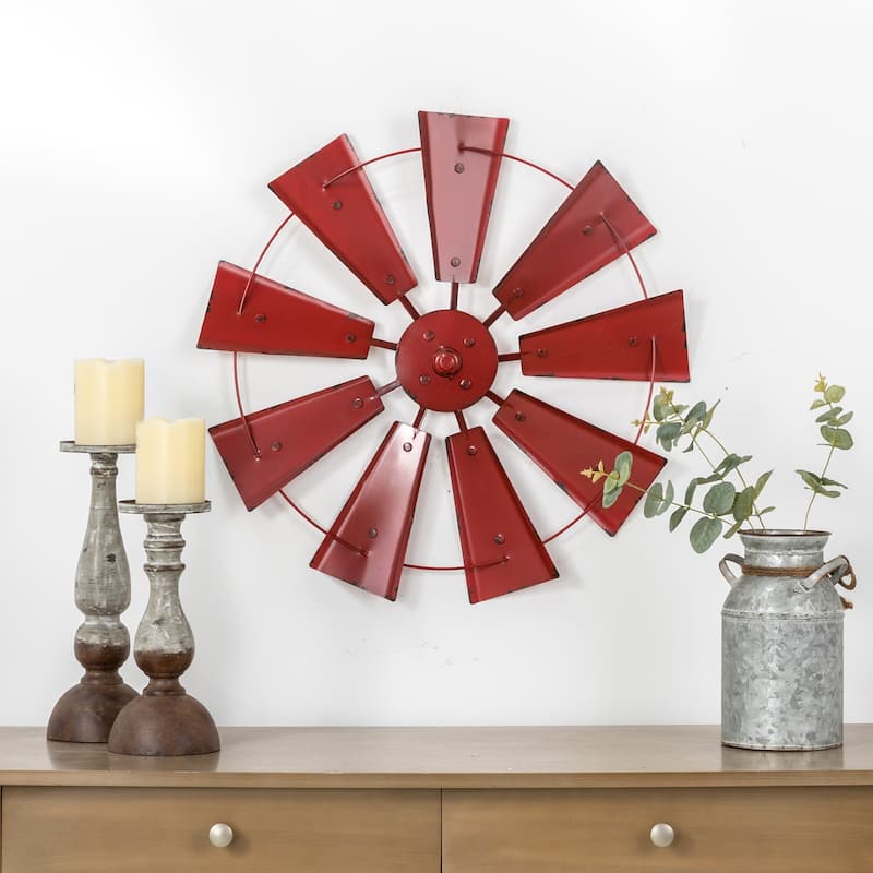 Glitzhome Farmhouse Rustic Wind Spinner Wall Decor