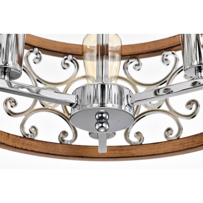 Tase 18 Inch Matte BLack Mid-Modern Semi Flush Mount 3-Light