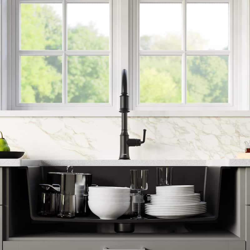 Karran USA QA-740 Farmhouse/Apron-Front Quartz/Granite 34" Single Bowl