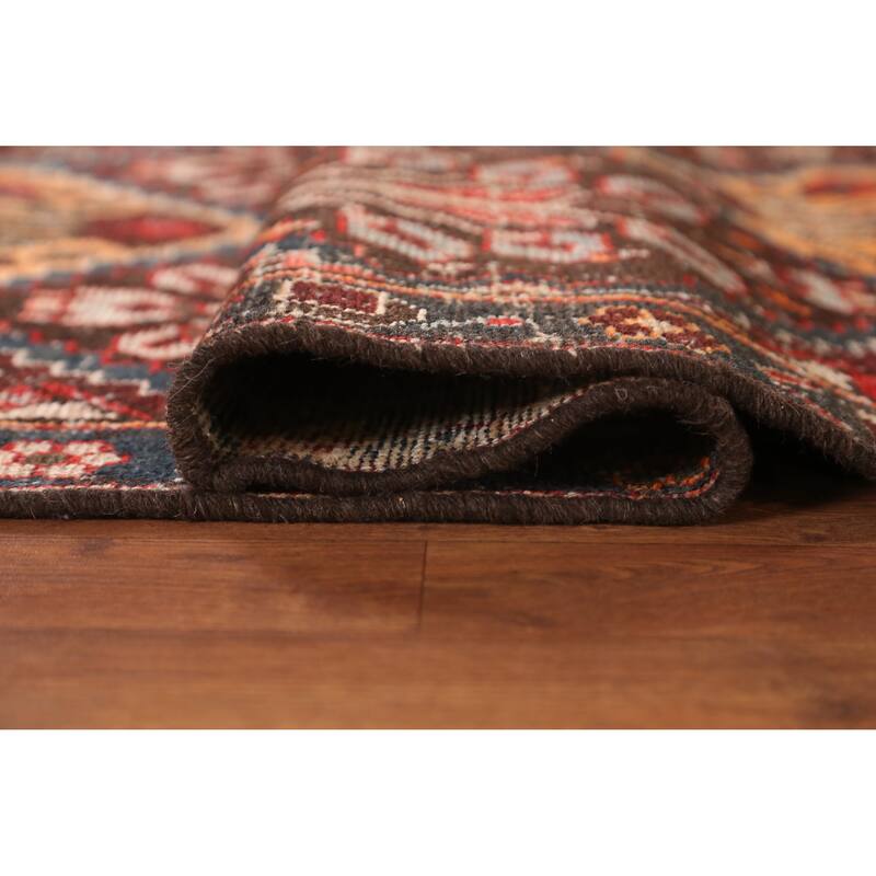 Hand Knotted Oriental 100% Wool Carpet Traditional Geometric Multi-Colored Bakhtiari Runner Rug - 9' 4'' X 3' 4''