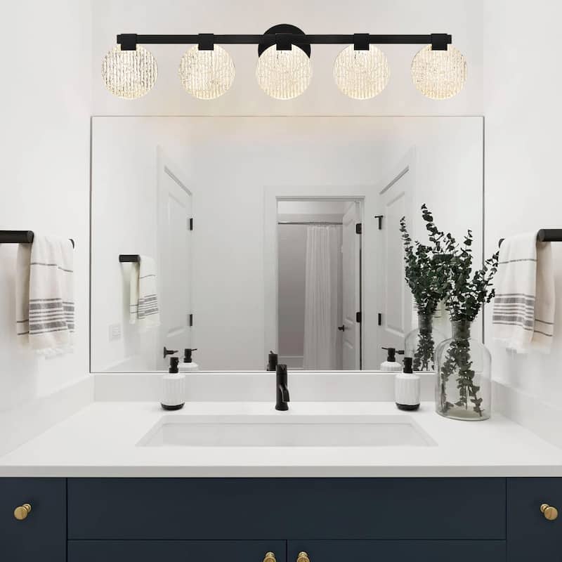 Modern 5-Light Black Vanity Light - Black