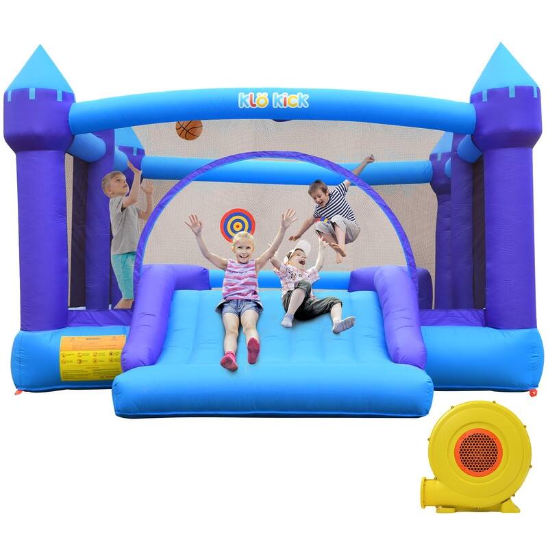 15.3'x 12' Large Bounce House 840D Oxford Inflatable Bouncers for 6 Kids with Blower & Slide - 15.3'x 12'
