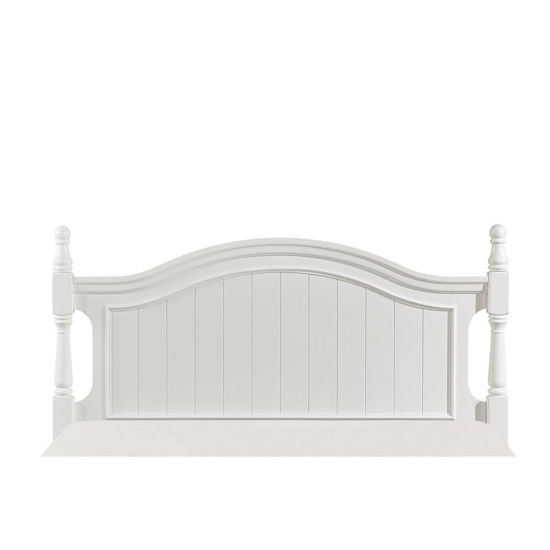 Classic White Full Size Poster Bed with Headboard and Footboard, Traditional Wooden Bedroom Furniture