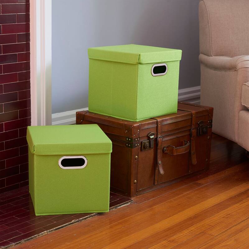 Household Essentials Storage Bins with Lids and Chromed Grommet Handles