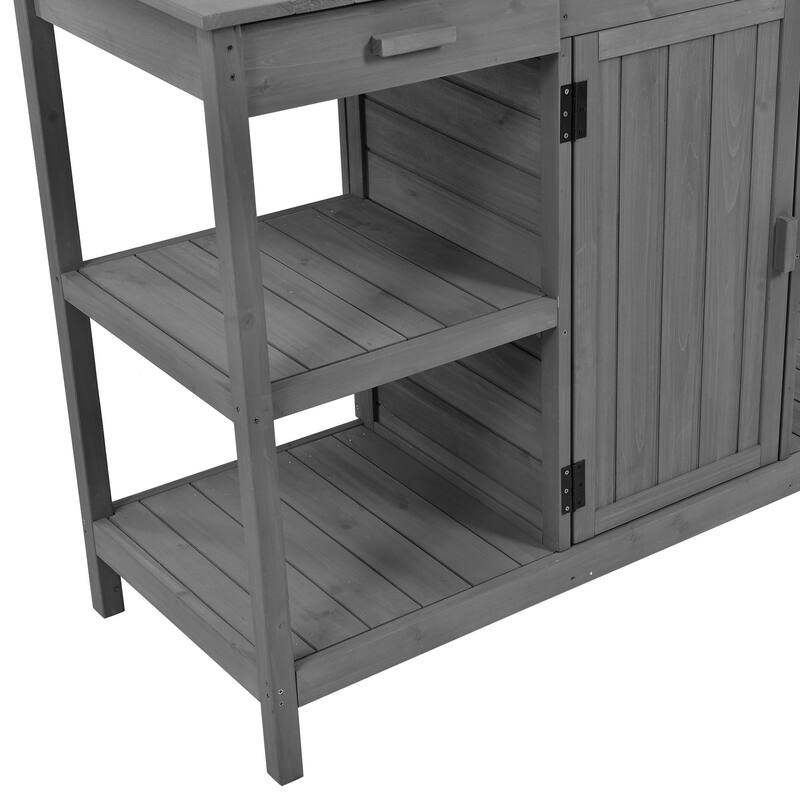 66" Farmhouse Wooden Outdoor Potting Bench Workstation
