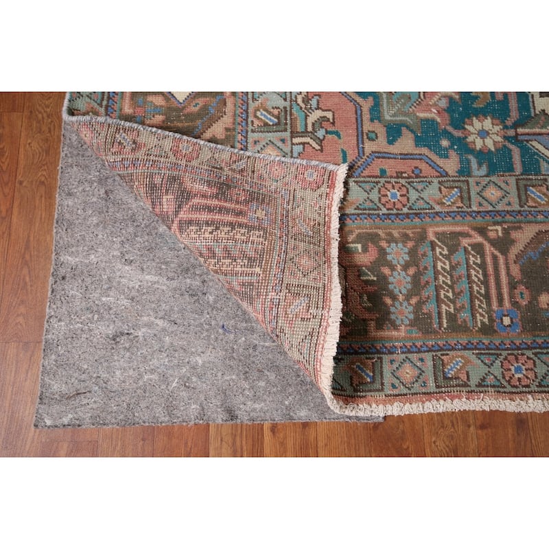 Pink Geometric Tabriz Persian Vintage Rug Hand-Knotted Wool Carpet - 9'7" x 12'10"
