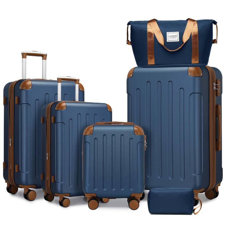 Luggage Sets 6 Piece with Duffel Bags, Hardside Expandable Suitcases with Spinner Wheels TSA Lock - Navy Blue