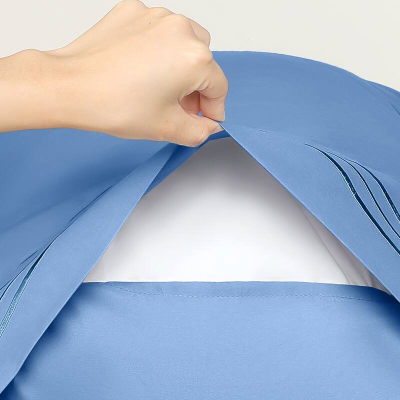 Polyester Pillow Cases Set of 2 for Hair & Skin, Cooling Pillow Covers - Blue Gray - King (20"x36")