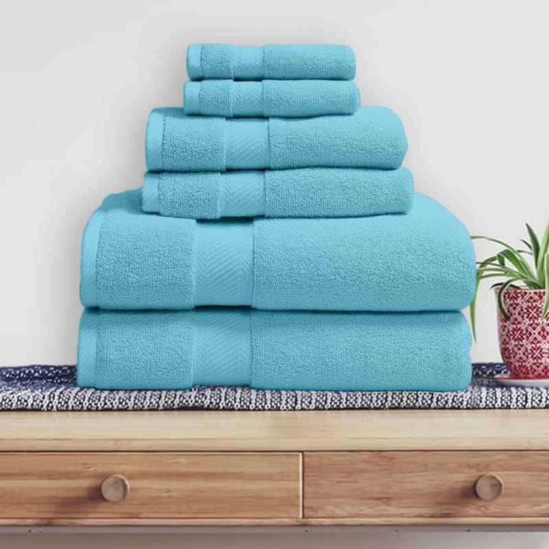 Soft and Plush Bath Towel Set - 100 Percent Cotton - 6-Piece - N/A