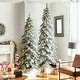 preview thumbnail 3 of 42, Glitzhome Pre-Lit Flocked Pencil Spruce Artificial Christmas Tree with Warm White Lights