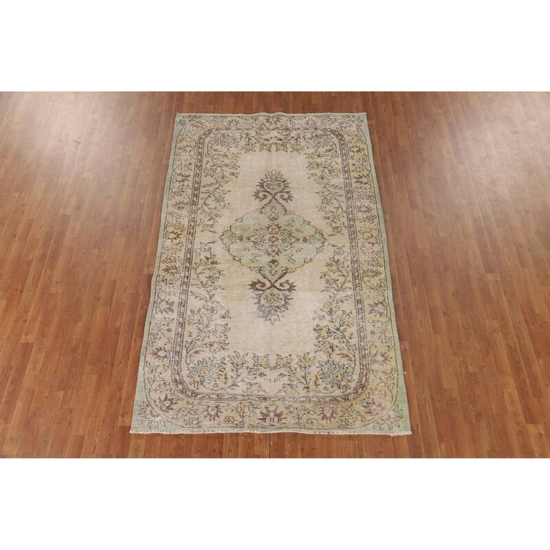 Distressed Anatolian Turkish Vintage Area Rug Handmade Wool Carpet - 5'1"x 8'6"