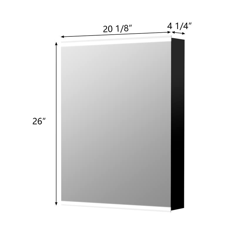 Bathroom LED Rectangular Aluminum Surface Mount Medicine Medicine Cabinet With Adjusted Glass shelves