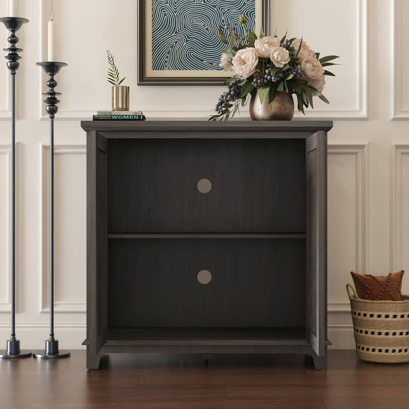 Elegant sideboard with 2 acrylic mirrored doors Sideboard and Buffet with Storage, Hollow-Carved Accent Cabinet