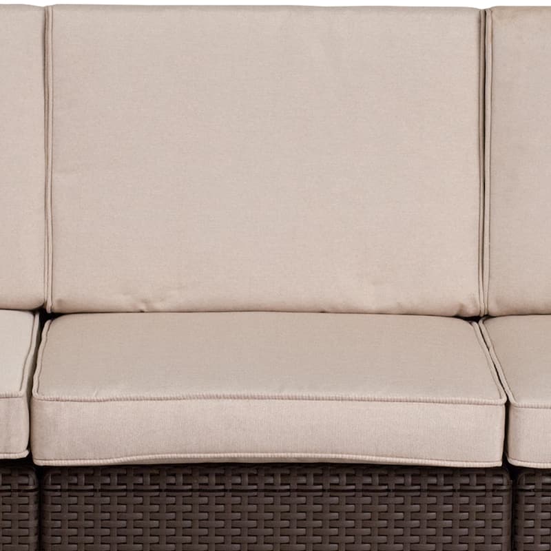Faux Rattan Sofa with All-Weather Cushions