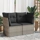 preview thumbnail 77 of 152, vidaXL Patio Sofa with Cushions Outdoor Seating Sectional Sofa Poly Rattan 24.4 x 48.8 x 27.2 in - Gray 2-Seater