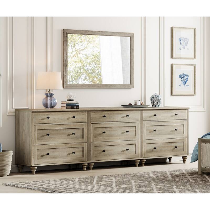 Dresser for Bedroom with 3 Drawer, Accent Kids Dresser Storage Cabinet - Grey - 9-drawer