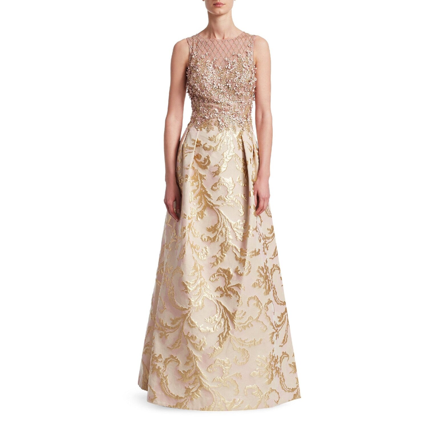 pink and gold evening gown