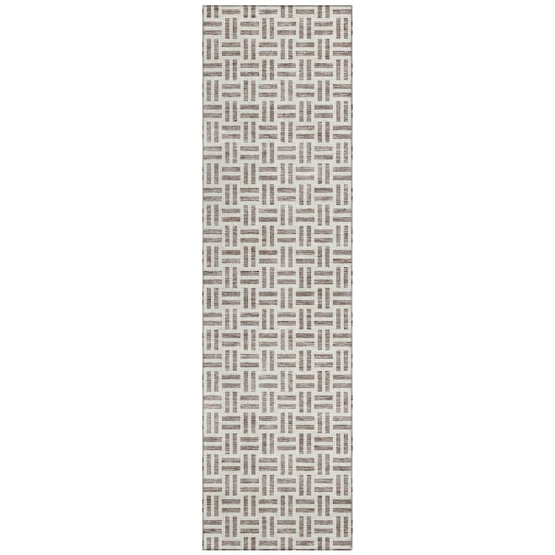 Machine Washable Indoor/ Outdoor Contemporary Basketweave Chantille Rug